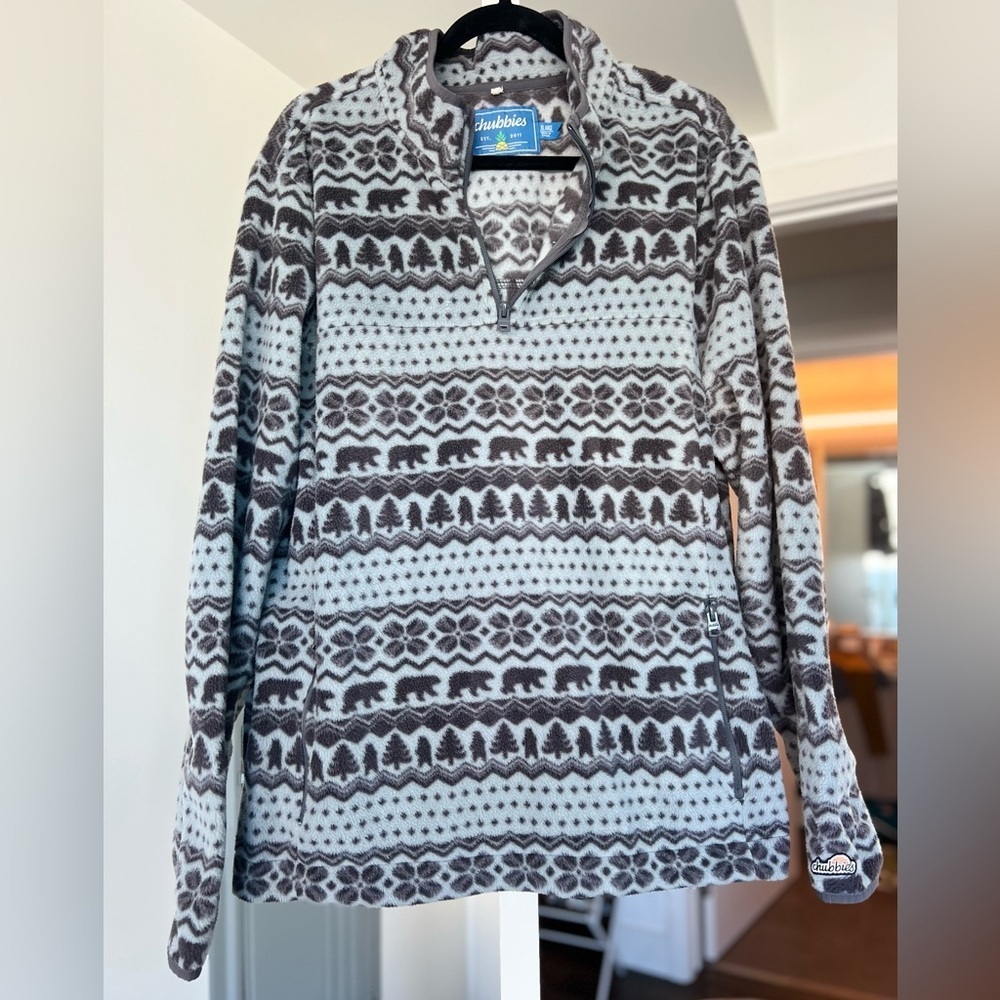 Chubbies Brown and White Bear Pattern Pullover- XL